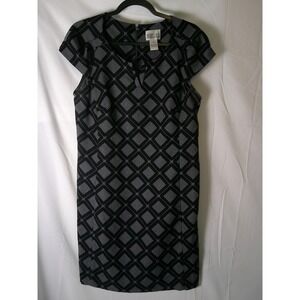 Robbie Bee Womens Sheath Dress Geometric Pattern Short Sleeve Knee Length